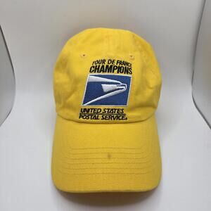 Vintage Tour De France Hat Cap Yellow USPS 1999-2003 Cycling US Postal Team y2k